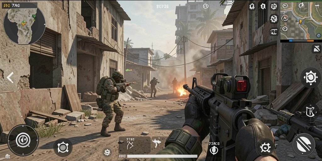 Screenshot gameplay 77AG menampilkan aksi tembak-menembak yang seru.