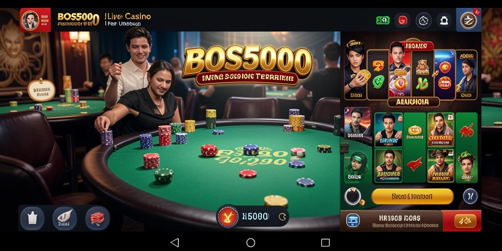 Tampilan gameplay Live Casino yang mendebarkan dan interaktif di BOS5000.