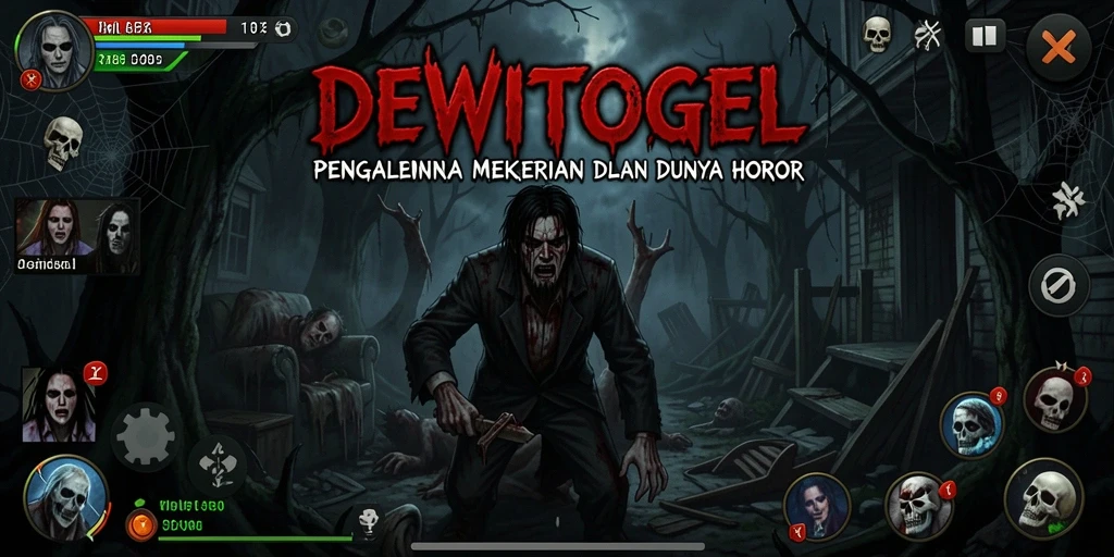 Screenshot gameplay DEWITOGEL yang menunjukkan suasana horor yang mencekam.