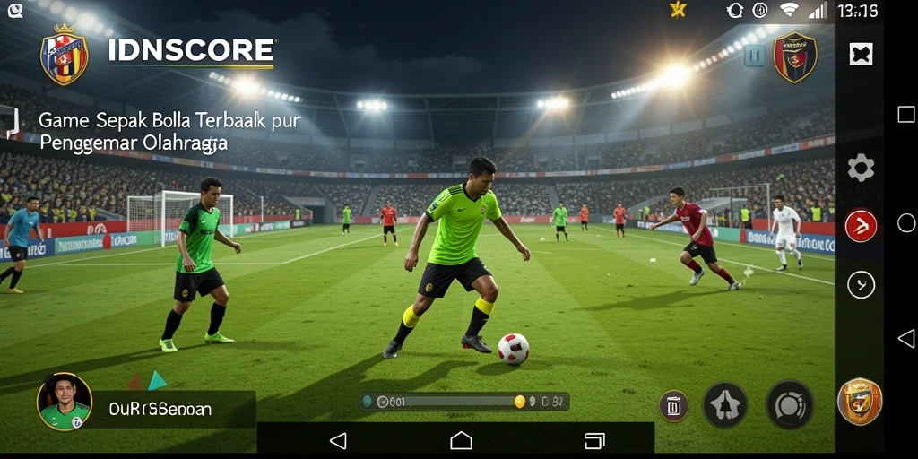 Tampilan gameplay dinamis dari IDNSCORE dalam aksi sepak bola.