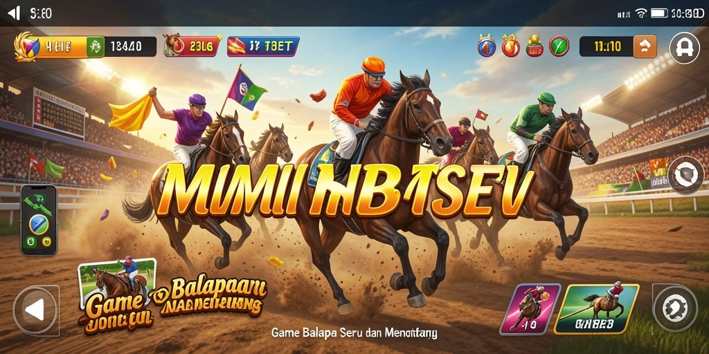 Tampilan gameplay seru dari MIMINBET dengan lintasan balap yang mendebarkan.