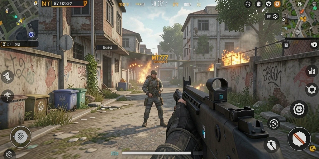 Tangkapan layar MT777 menampilkan gameplay simulasi yang intens dan mendetail.