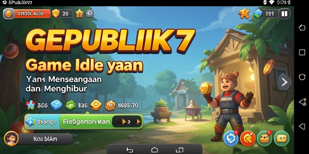 Tampilan gameplay utama dari REPUBLIK77 yang menampilkan kegiatan mengelola negara.